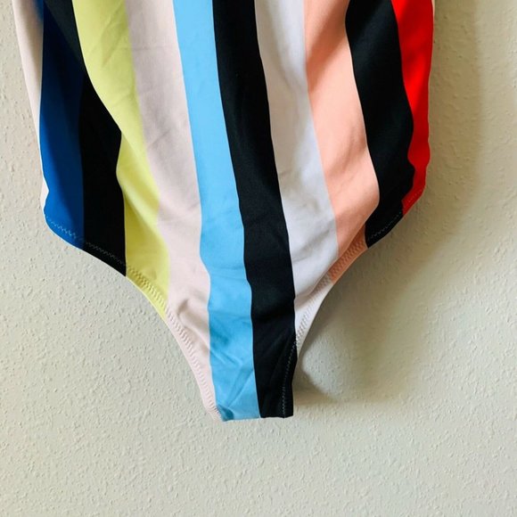 CupShe Rainbow Striped One Piece Bathing Suit - Picture 4 of 6